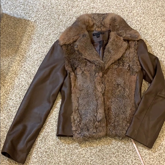 Real leather and fur coat- Sz small - Picture 1 of 7